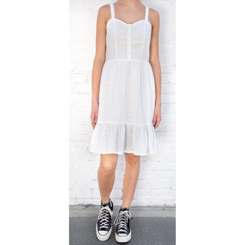 Brandy Melville Sundress Ruffle Tie Back One Size Tianna Dress V Neck 100%cotton